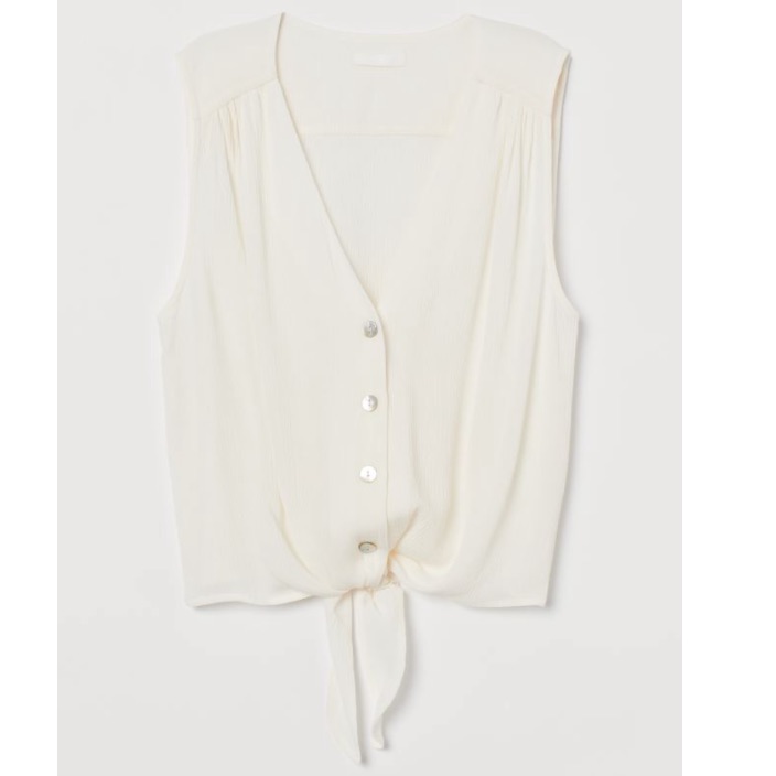 Crinkled Tie-Hem Blouse